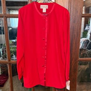 Claudia Richard Bold Red Button-Down Shirt Size 12
